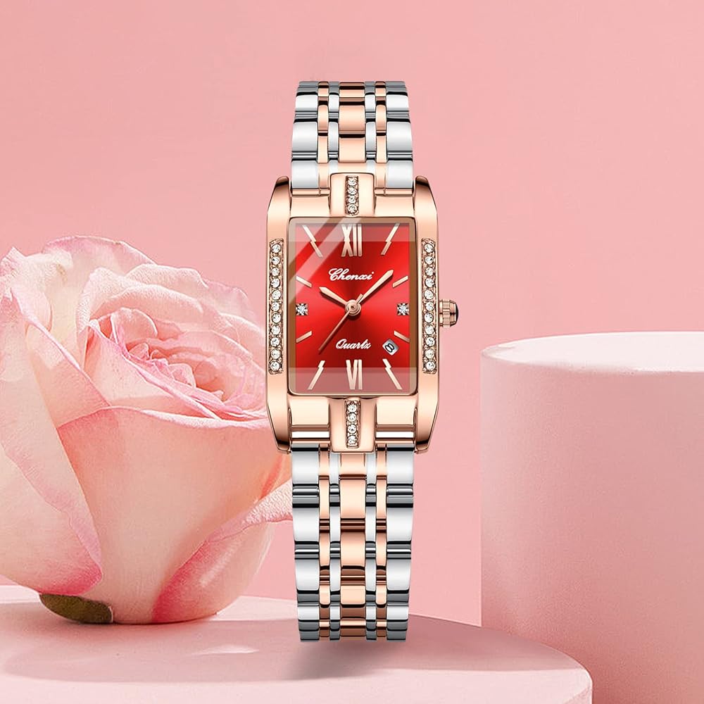 FANMIS Luxury Women's Classic Crystal Diamond Bracelet Watch Elegant Small  Face Stainless Steel Waterproof Watch Business Dress Watch for Ladies Girls